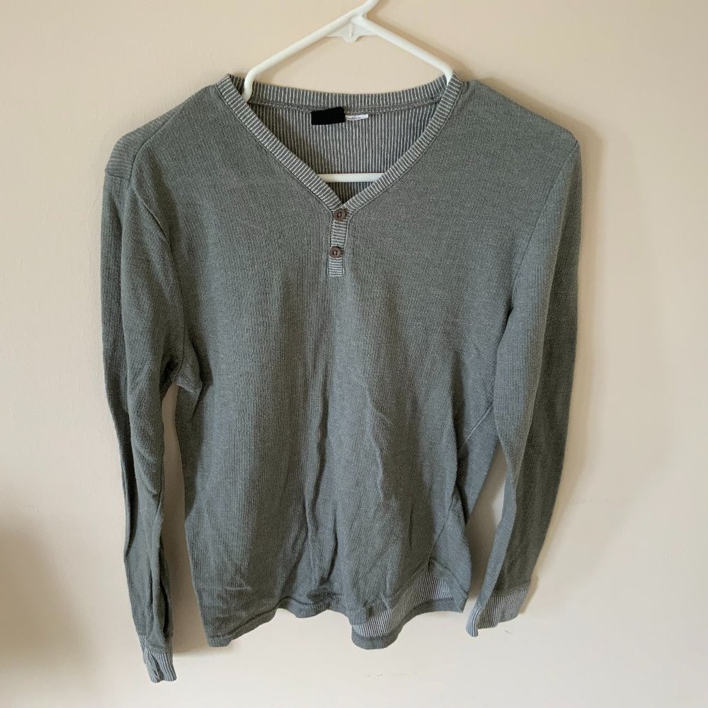 BDG Dark Gray Long Sleeve Henley S